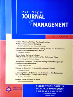 PYC Nepal Journal of Management, Vol. 9, No.1, 2016